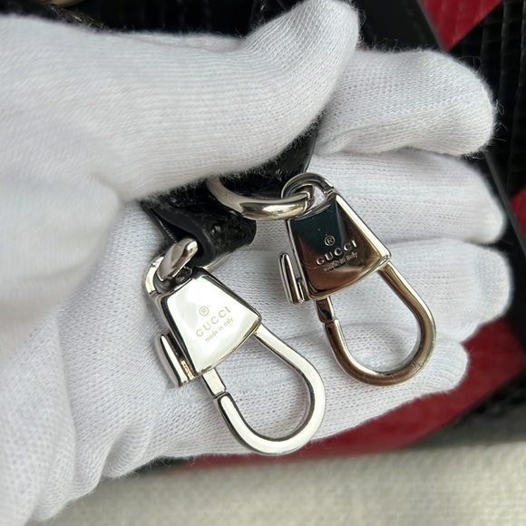 Gucci Zumi Crossbody Top Handle Python Bag- all leather interior in red black - Picture 15 of 16